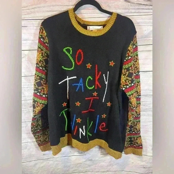 jolly sweaters Sweaters - So Tacky I Twinkle Long Sleeve Knit Christmas Sweater